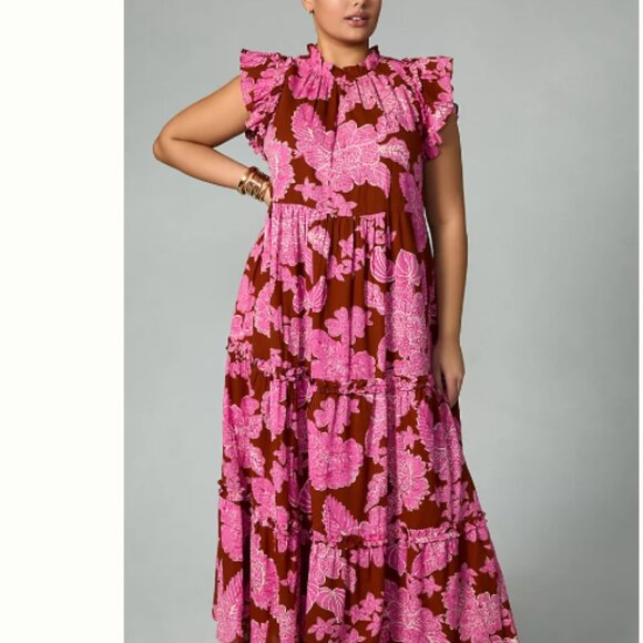 103 Anthropologie Love The Label Tiered Ruffled Dress - Picture 2 of 5